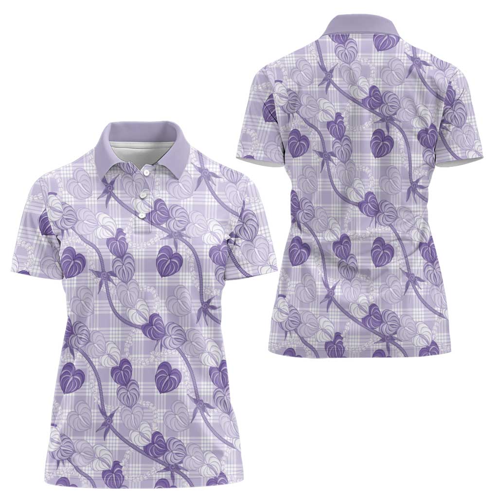 Anthurium Pikake Ti Leaf Palaka Women Polo Shirt Purple Version