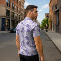 Anthurium Pikake Ti Leaf Palaka Zipper Polo Shirt Purple Version