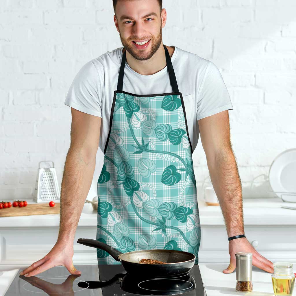 Anthurium Pikake Ti Leaf Palaka Apron Turquoise Version