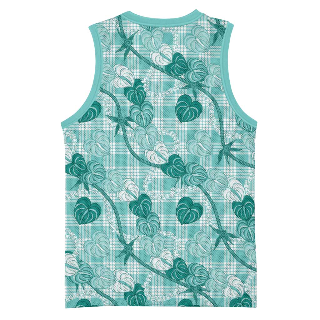Anthurium Pikake Ti Leaf Palaka Basketball Jersey Turquoise Version