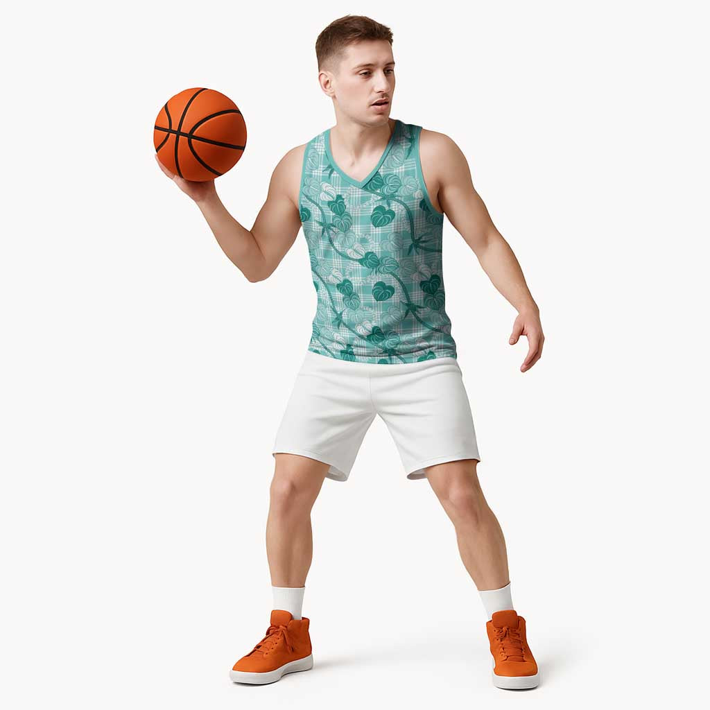 Anthurium Pikake Ti Leaf Palaka Basketball Jersey Turquoise Version
