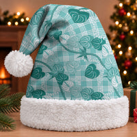 Anthurium Pikake Ti Leaf Palaka Christmas Santa Hat Turquoise Version LT01 With Fur Turquoise - Polynesian Pride