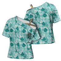 Anthurium Pikake Ti Leaf Palaka Cross Shoulder Shirt Turquoise Version