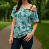 Anthurium Pikake Ti Leaf Palaka Cross Shoulder Shirt Turquoise Version