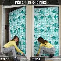 Anthurium Pikake Ti Leaf Palaka Door Cover Turquoise Version