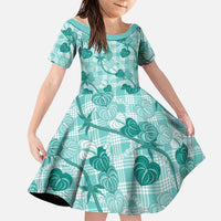 Anthurium Pikake Ti Leaf Palaka Family Matching Tank Maxi Dress and Hawaiian Shirt Turquoise Version