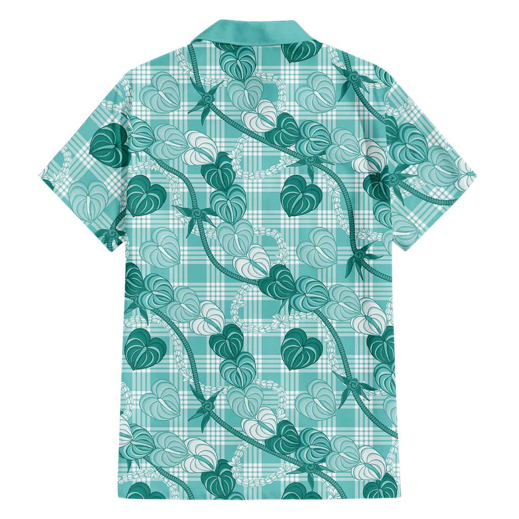 Anthurium Pikake Ti Leaf Palaka Family Matching Tank Maxi Dress and Hawaiian Shirt Turquoise Version