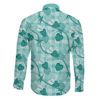 Anthurium Pikake Ti Leaf Palaka Family Matching Tank Maxi Dress and Hawaiian Shirt Turquoise Version