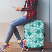 Anthurium Pikake Ti Leaf Palaka Luggage Cover Turquoise Version