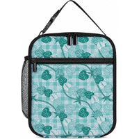 Anthurium Pikake Ti Leaf Palaka Lunch Bag Turquoise Version LT01 10.2 × 8.3 × 4.3 inch Turquoise - Polynesian Pride