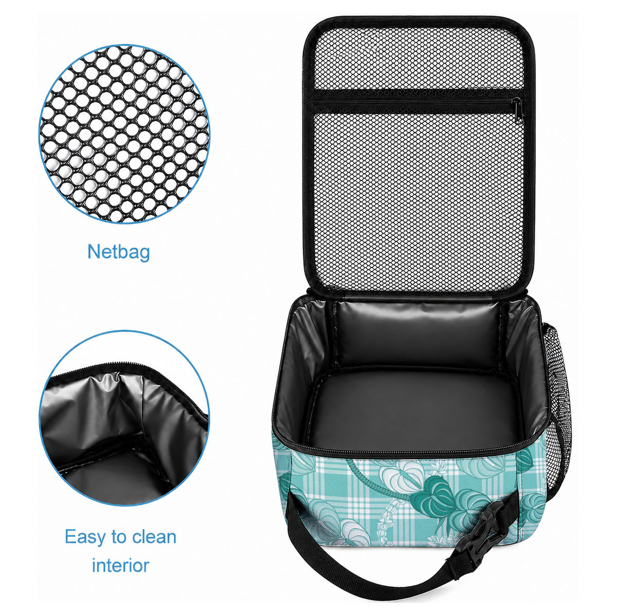 Anthurium Pikake Ti Leaf Palaka Lunch Bag Turquoise Version LT01 - Polynesian Pride