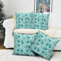 Anthurium Pikake Ti Leaf Palaka Pillow Cover Turquoise Version