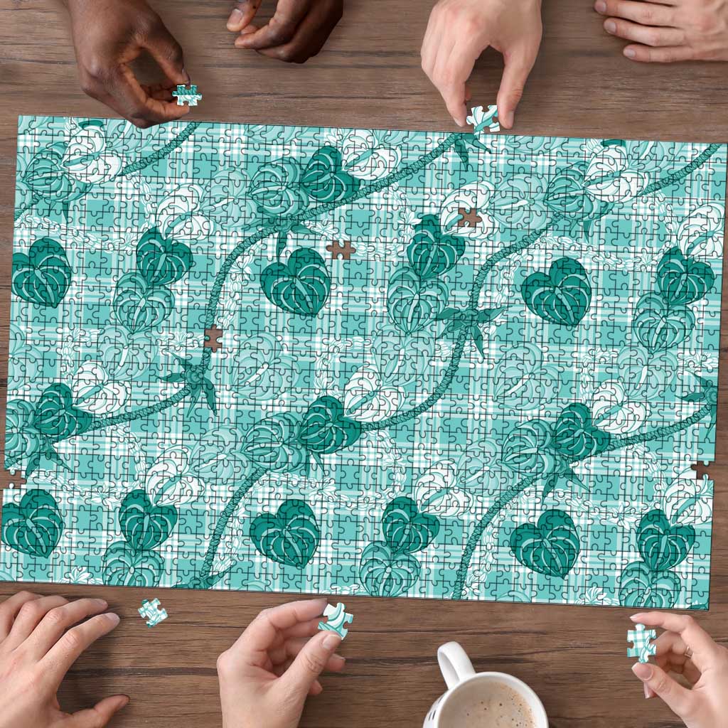 Anthurium Pikake Ti Leaf Palaka Puzzle Turquoise Version