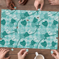 Anthurium Pikake Ti Leaf Palaka Puzzle Turquoise Version