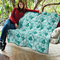 Anthurium Pikake Ti Leaf Palaka Quilt Turquoise Version