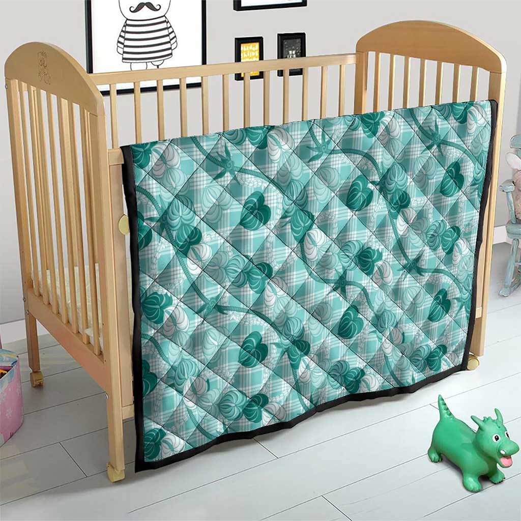 Anthurium Pikake Ti Leaf Palaka Quilt Turquoise Version
