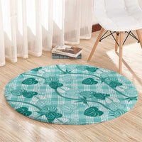 Anthurium Pikake Ti Leaf Palaka Round Carpet Turquoise Version
