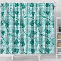 Anthurium Pikake Ti Leaf Palaka Shower Curtain Turquoise Version