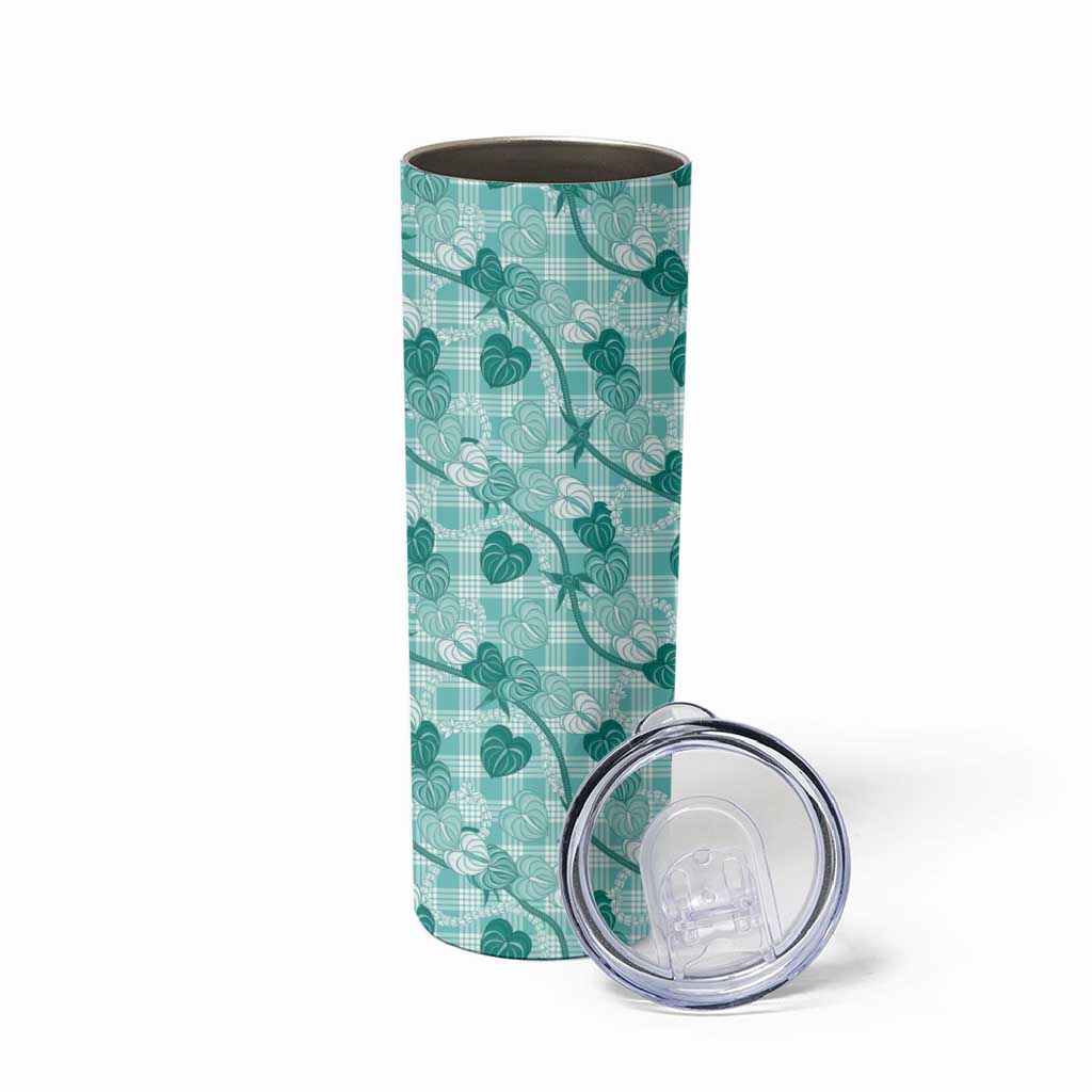 Anthurium Pikake Ti Leaf Palaka Skinny Tumbler Turquoise Version