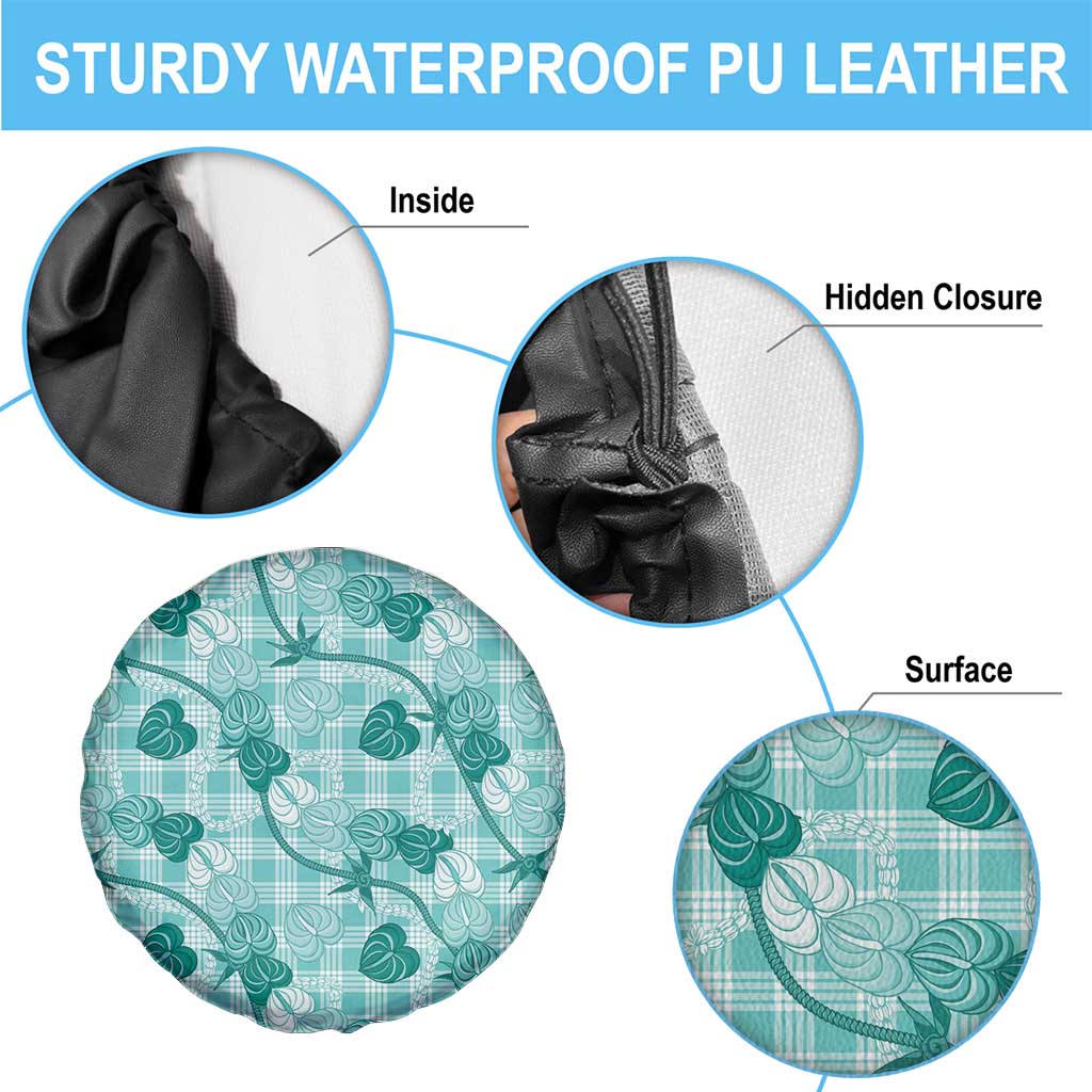 Anthurium Pikake Ti Leaf Palaka Spare Tire Cover Turquoise Version
