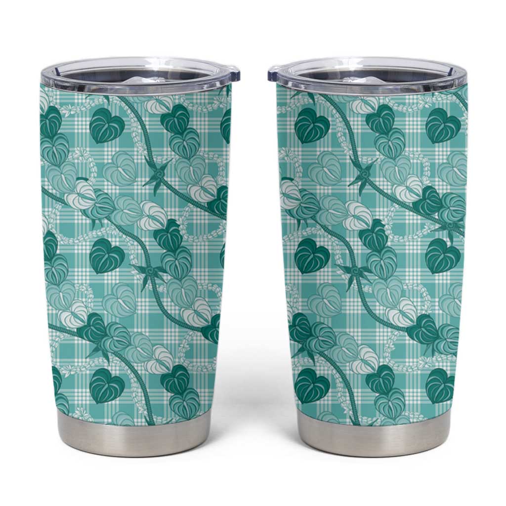 Anthurium Pikake Ti Leaf Palaka Tumbler Cup Turquoise Version