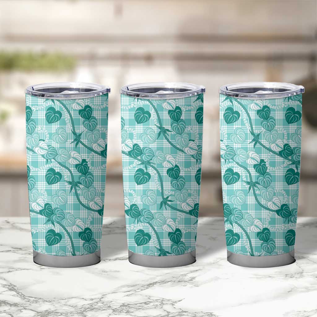 Anthurium Pikake Ti Leaf Palaka Tumbler Cup Turquoise Version
