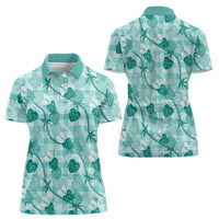 Anthurium Pikake Ti Leaf Palaka Women Polo Shirt Turquoise Version