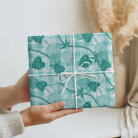 Anthurium Pikake Ti Leaf Palaka Wrapping Paper Turquoise Version