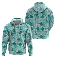 Anthurium Pikake Ti Leaf Palaka Zip Hoodie Turquoise Version