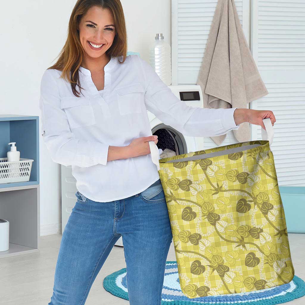 Anthurium Pikake Ti Leaf Palaka Laundry Basket Yellow Version