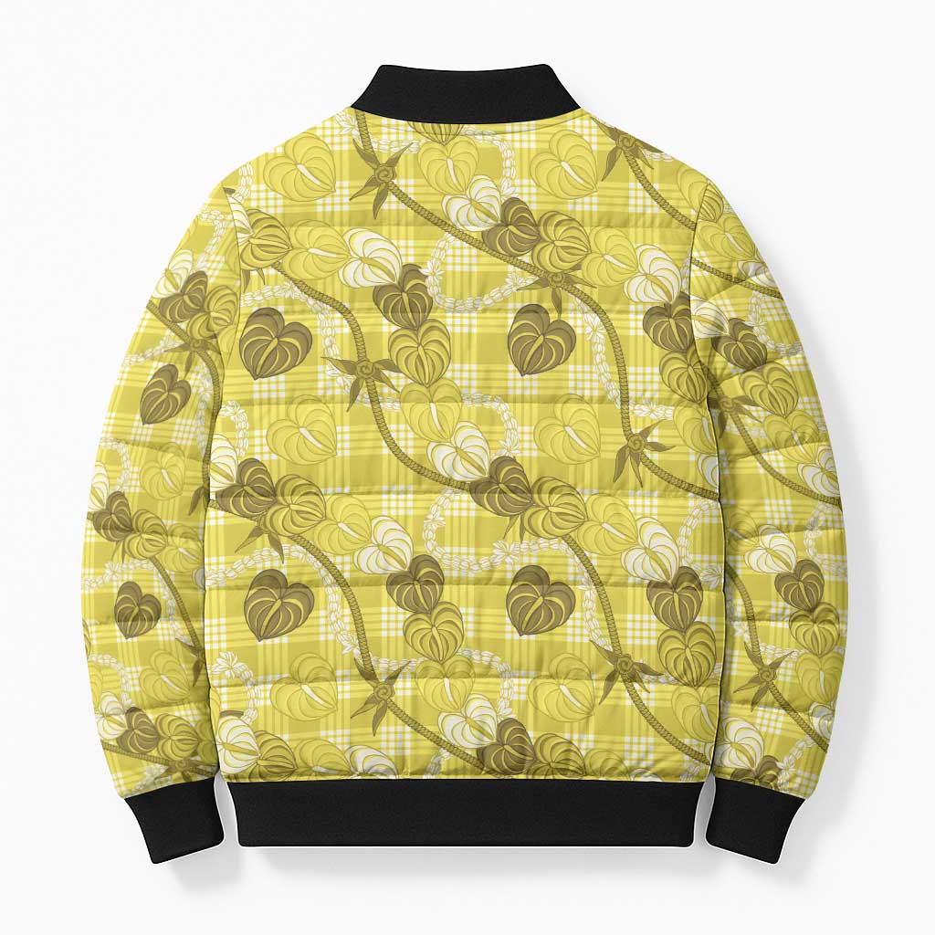 Anthurium Pikake Ti Leaf Palaka Bomber Puffer Jacket Yellow Version