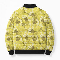 Anthurium Pikake Ti Leaf Palaka Bomber Puffer Jacket Yellow Version