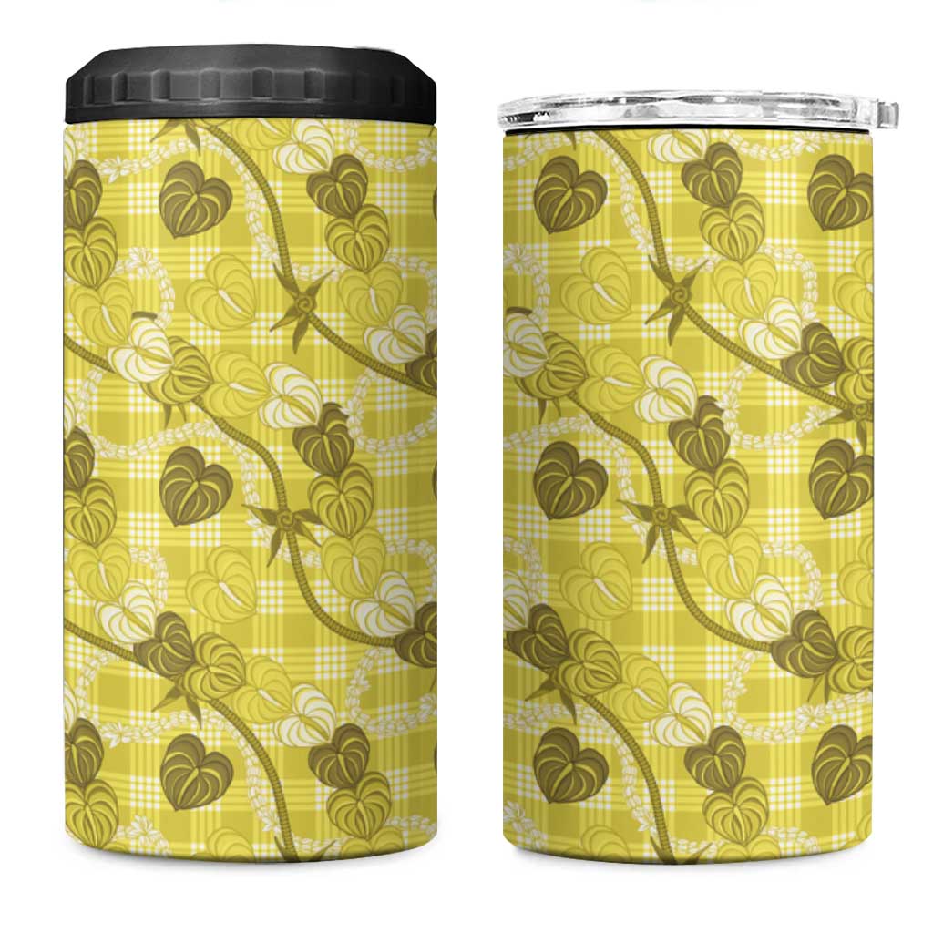 Anthurium Pikake Ti Leaf Palaka 4 in 1 Can Cooler Tumbler Yellow Version