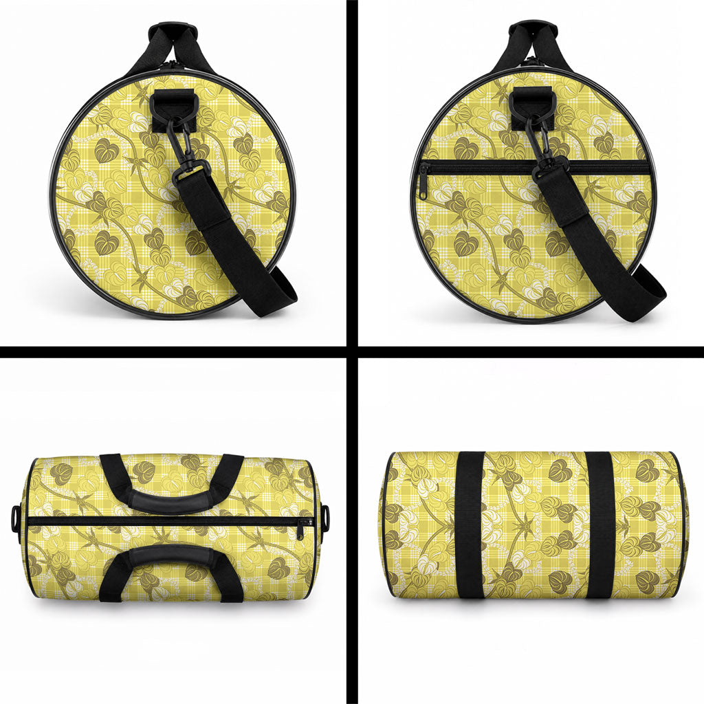 Anthurium Pikake Ti Leaf Palaka Duffle Bag Yellow Version LT01 - Polynesian Pride