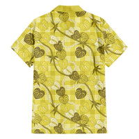 Anthurium Pikake Ti Leaf Palaka Family Matching Off Shoulder Maxi Dress and Hawaiian Shirt Yellow Version