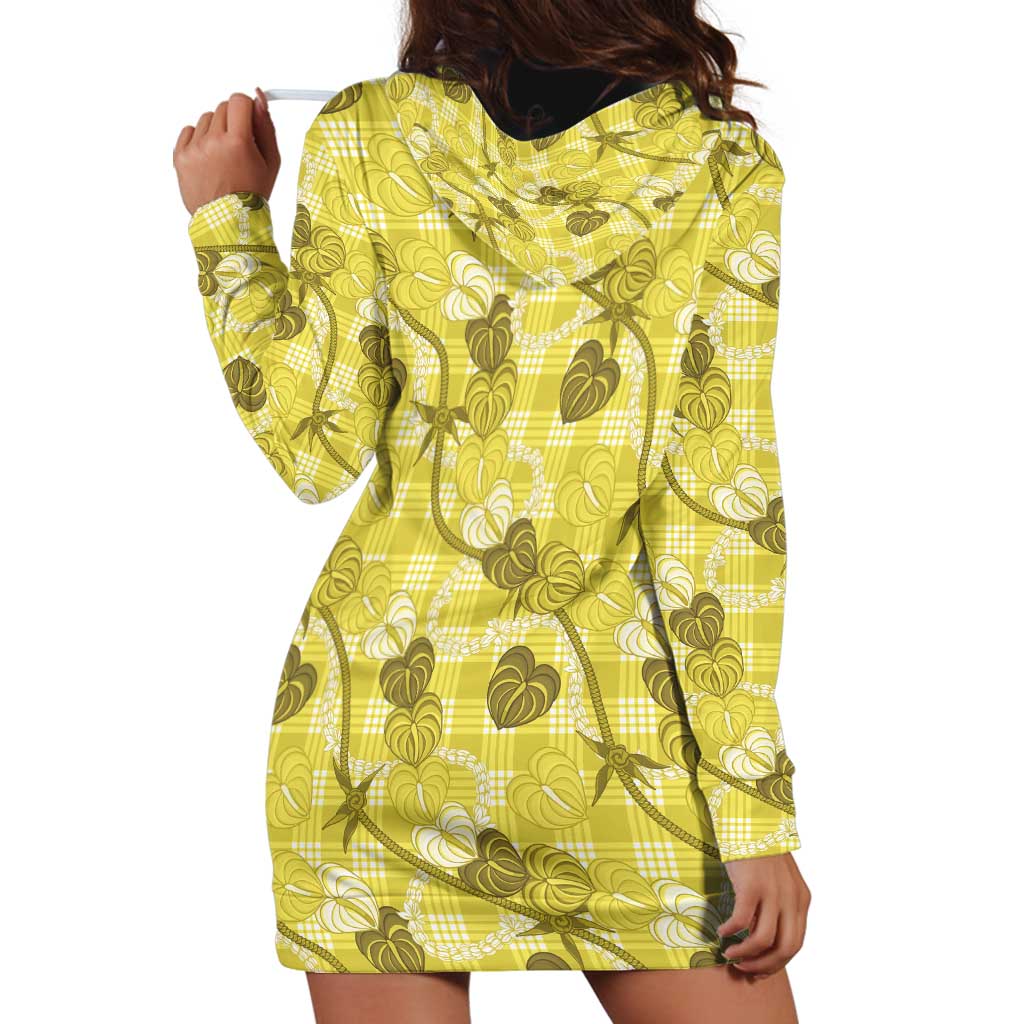 Anthurium Pikake Ti Leaf Palaka Hoodie Dress Yellow Version