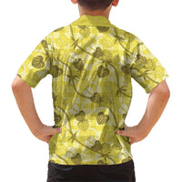 Anthurium Pikake Ti Leaf Palaka Kid Hawaiian Shirt Yellow Version
