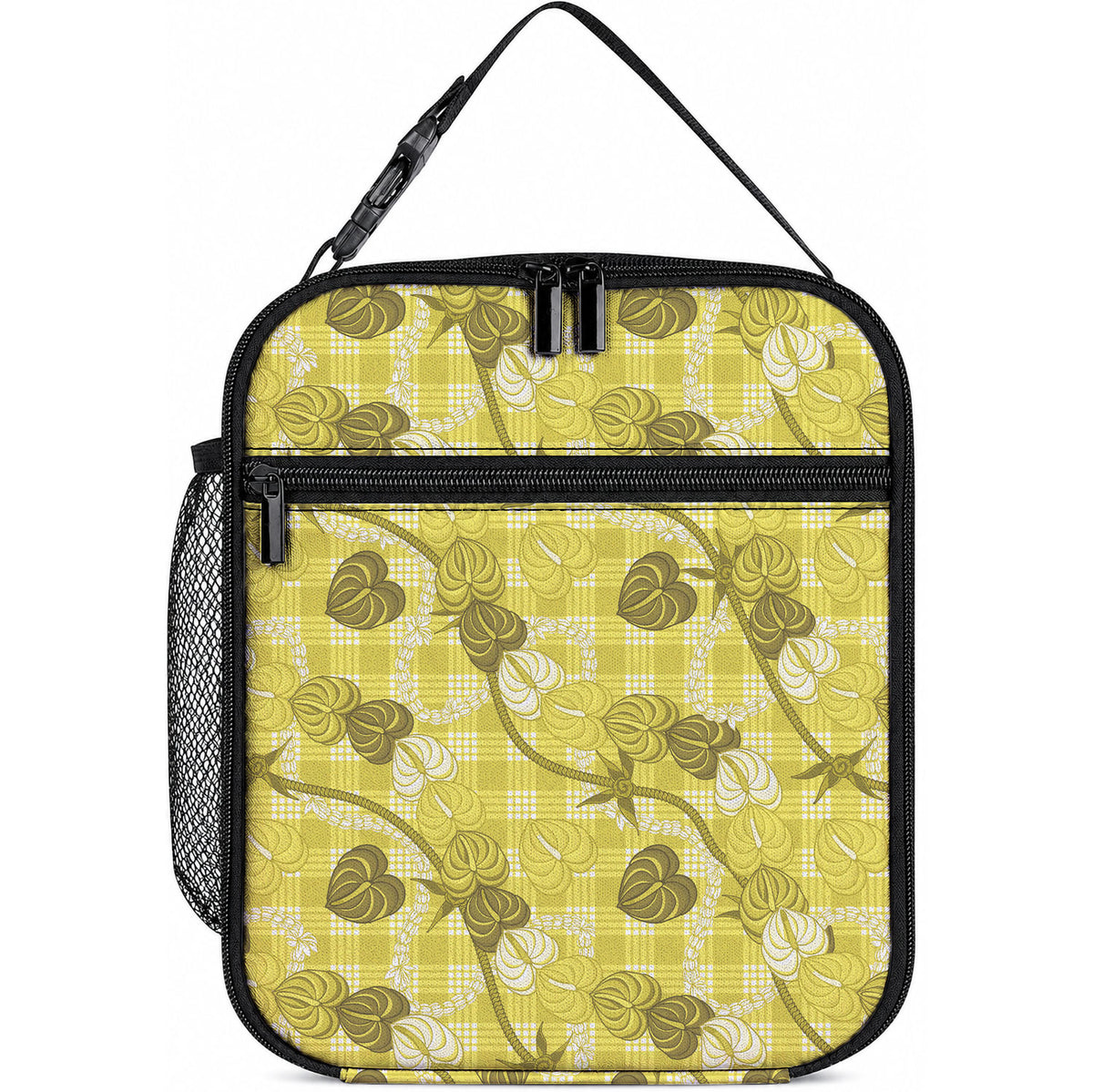 Anthurium Pikake Ti Leaf Palaka Lunch Bag Yellow Version LT01 10.2 × 8.3 × 4.3 inch Yellow - Polynesian Pride