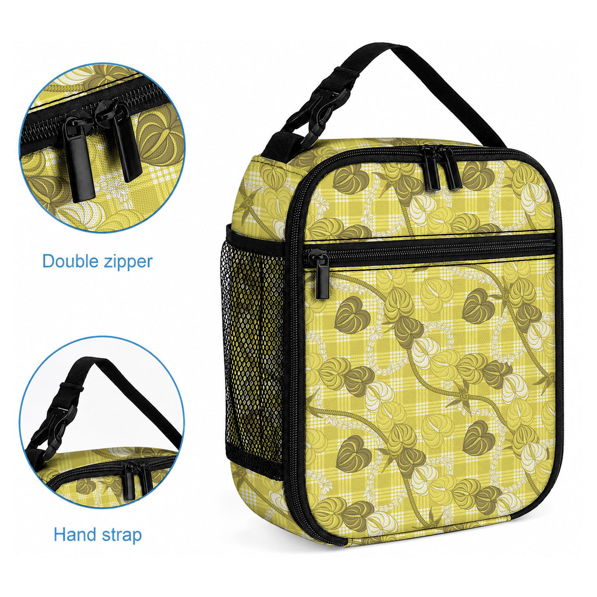 Anthurium Pikake Ti Leaf Palaka Lunch Bag Yellow Version LT01 - Polynesian Pride