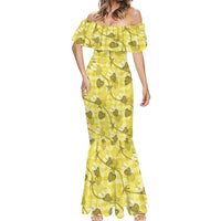 Anthurium Pikake Ti Leaf Palaka Mermaid Dress Yellow Version