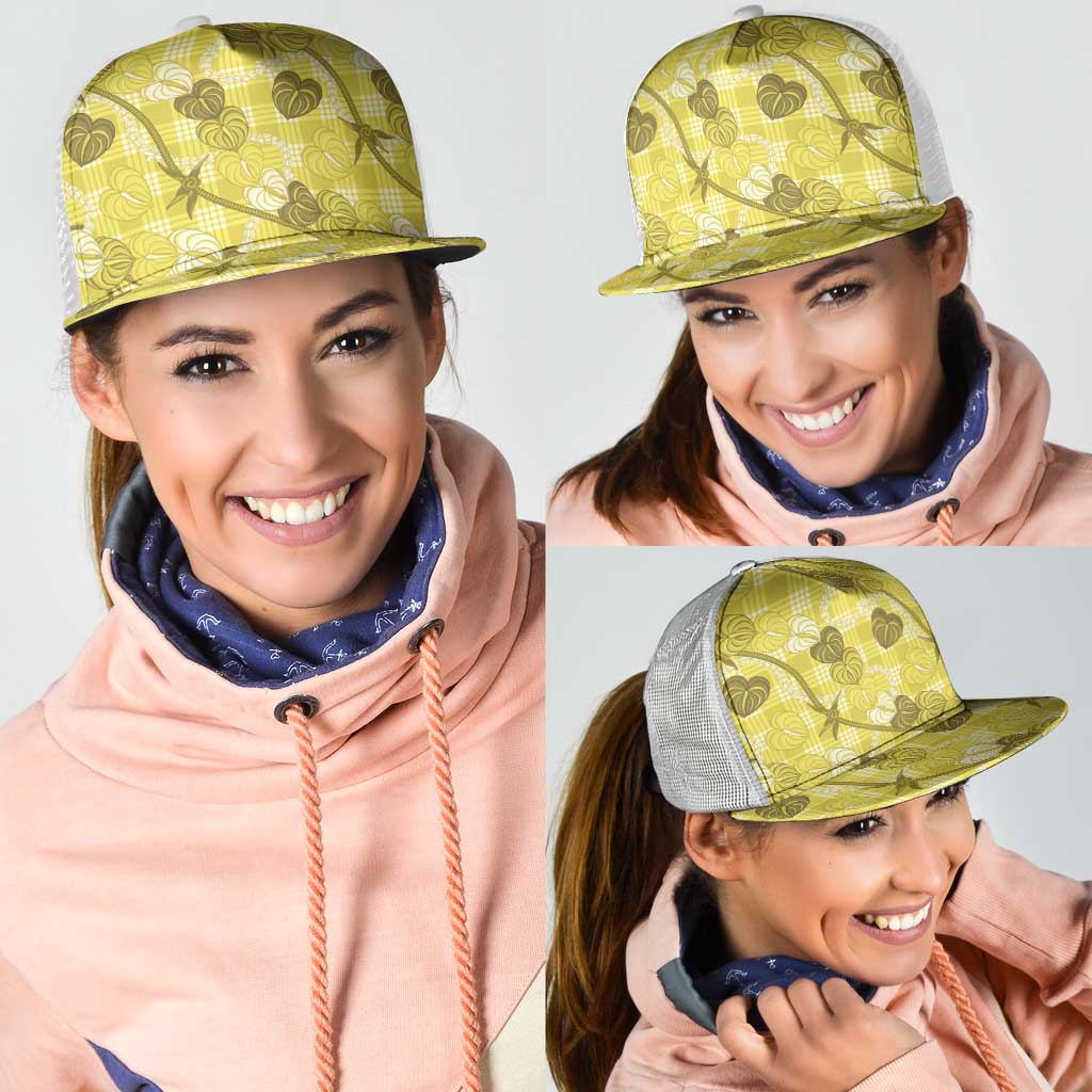 Anthurium Pikake Ti Leaf Palaka Mesh Trucker Cap Yellow Version