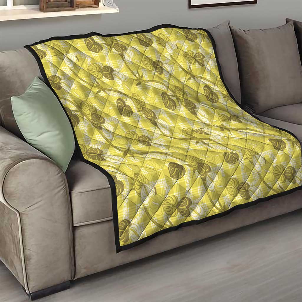 Anthurium Pikake Ti Leaf Palaka Quilt Yellow Version
