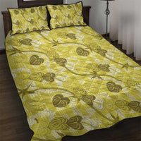 Anthurium Pikake Ti Leaf Palaka Quilt Bed Set Yellow Version