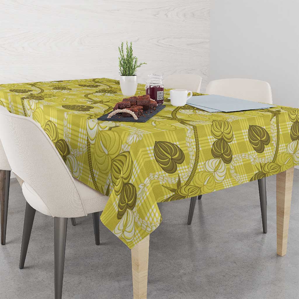 Anthurium Pikake Ti Leaf Palaka Tablecloth Yellow Version