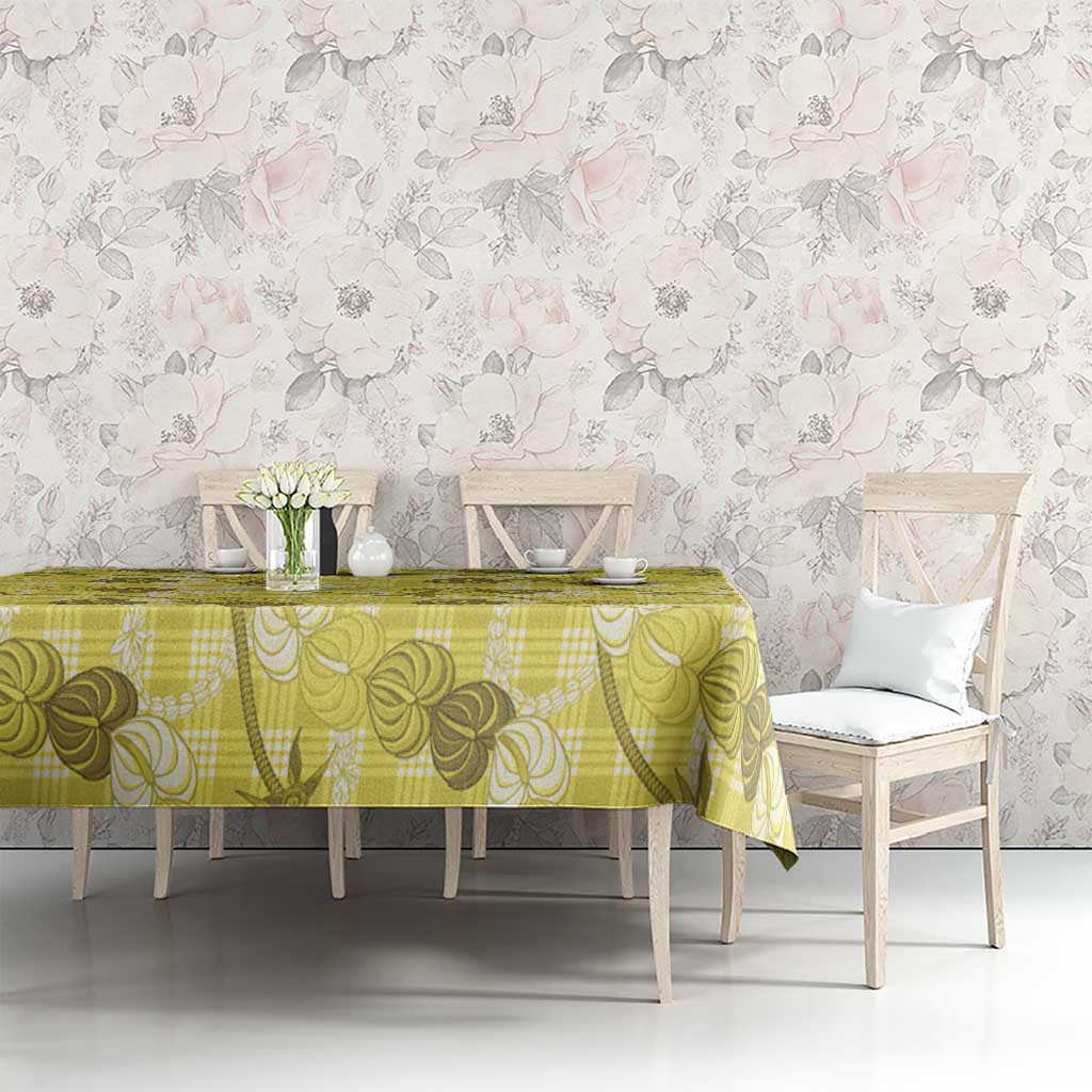 Anthurium Pikake Ti Leaf Palaka Tablecloth Yellow Version