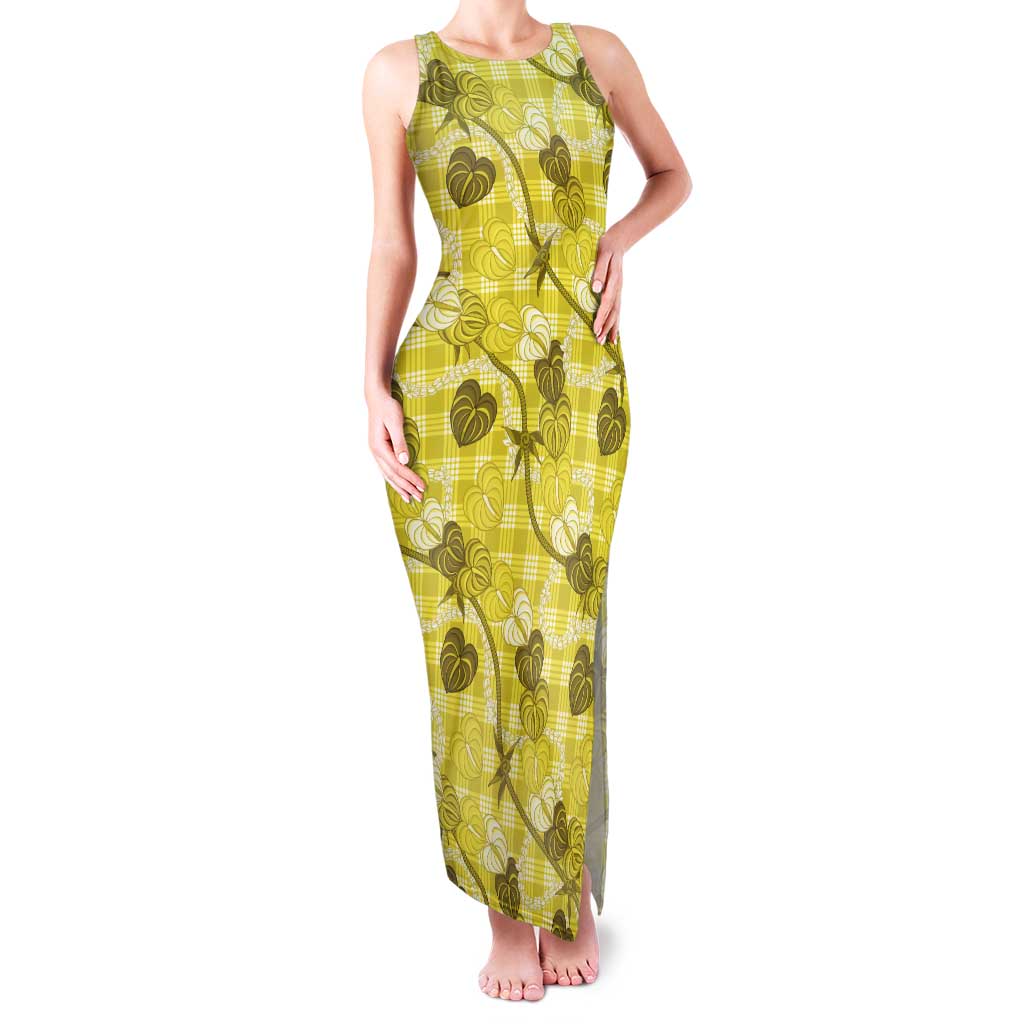 Anthurium Pikake Ti Leaf Palaka Tank Maxi Dress Yellow Version