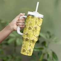 Anthurium Pikake Ti Leaf Palaka Tumbler With Handle Yellow Version