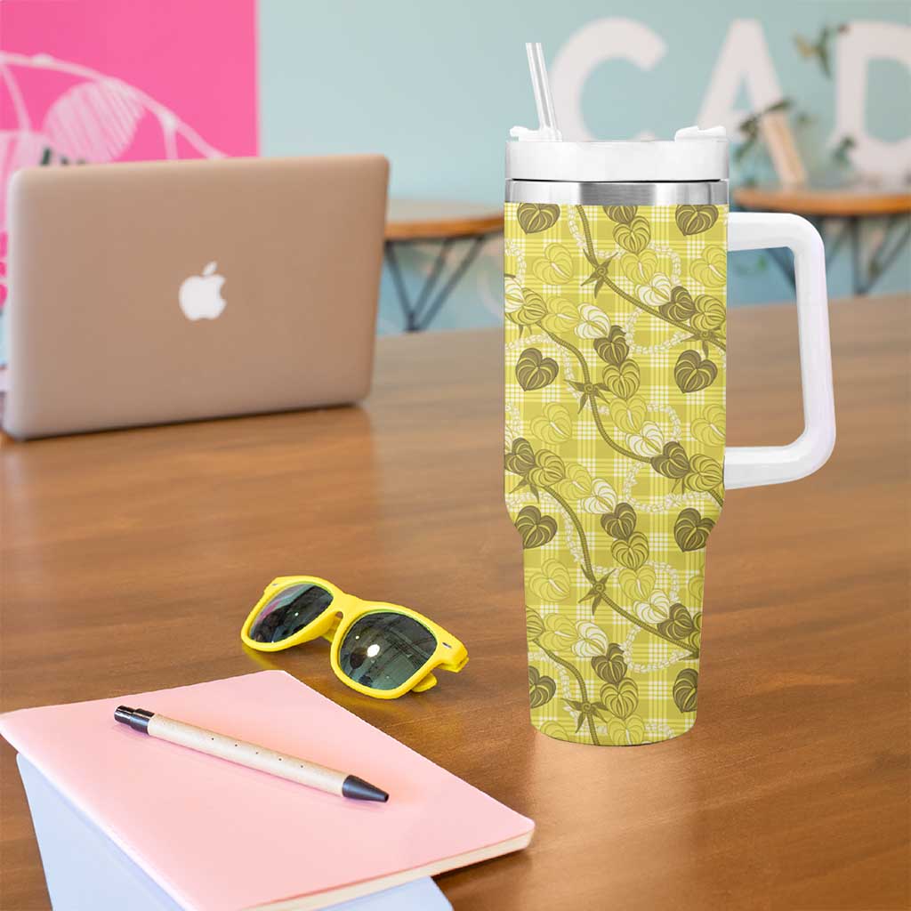 Anthurium Pikake Ti Leaf Palaka Tumbler With Handle Yellow Version