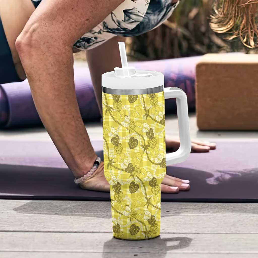 Anthurium Pikake Ti Leaf Palaka Tumbler With Handle Yellow Version