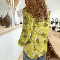 Anthurium Pikake Ti Leaf Palaka Women Casual Shirt Yellow Version